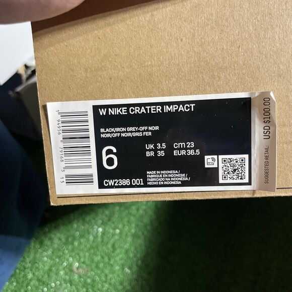 Nike Crater Impact Comfortable Black Grey Women Size 6 Shoes No Lid cw2386-001 - Picture 7 of 8